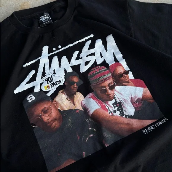 Stussy X MTV Raps Black Graphic T-Shirt for Men - Picture 3 of 6